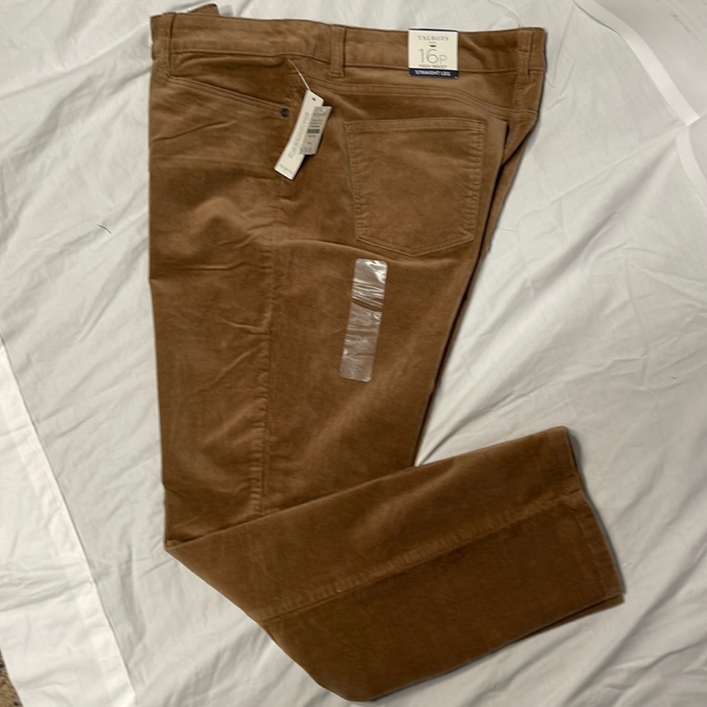 NWT Talbots corduroy tan straight leg pants size 16P